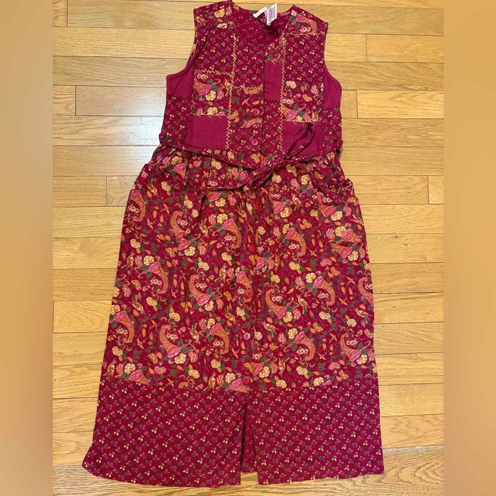 VINTAGE Floral Burgundy girls Dress